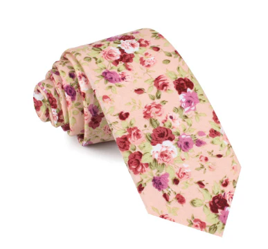 Cravate marron clair à motifs floraux