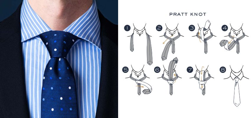 Idéal pour les cravates de poids moyen, le nœud Pratt offre une apparence équilibrée et symétrique.