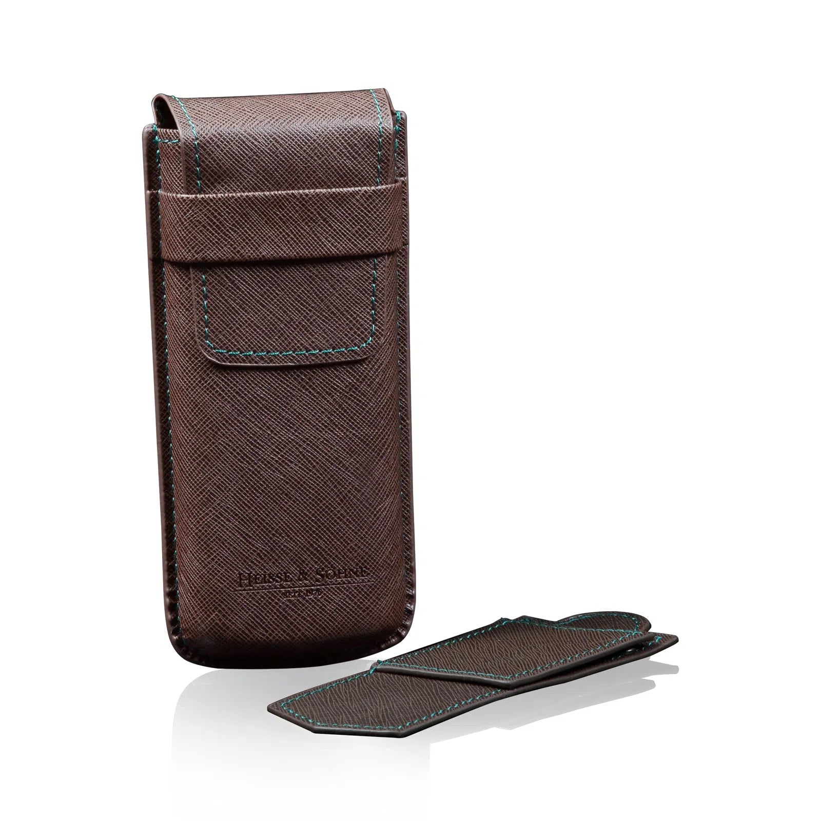 Étui à montre - Heisse & Söhne Mondo Saffiano 1 Marron Vert - product image 2