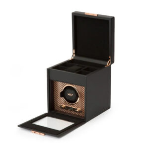 Remontoir pour montre automatique – 1 emplacement – Wolf1834 Axis Simple avec Rangement Cuivre